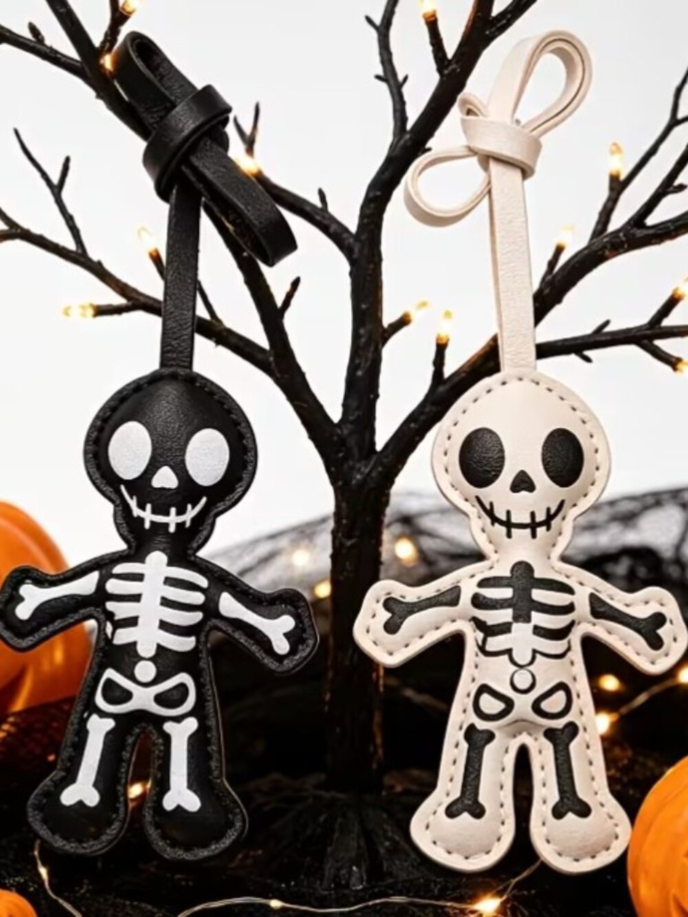 TWO (2) New Faux Leather Skeleton Bag Backpack Charm Accessory